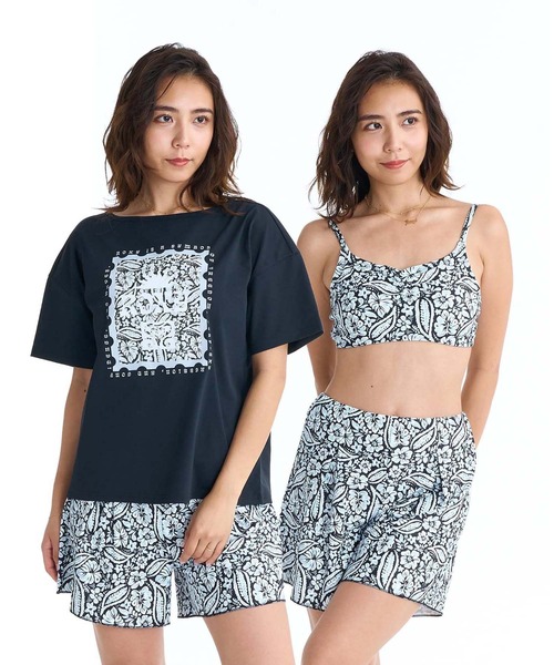 新品未使用　ROXY　ロキシー REEF NOTE　水着　3点セット L セール】ROXY/ロキシー 水着 3点セット ビキニ ラッシュT 付き REEF
