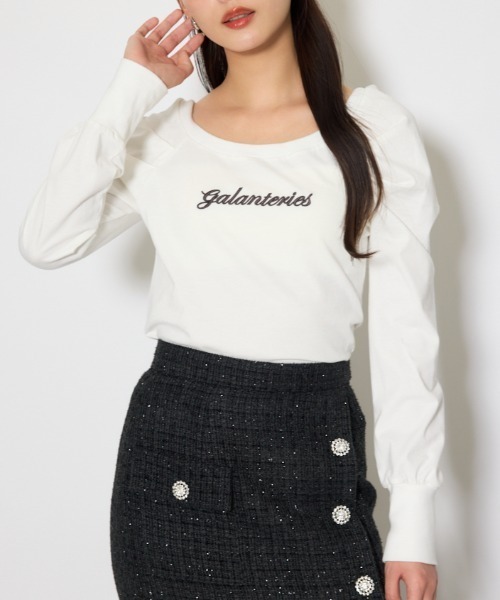 rienda(リエンダ)の「オフショルカットロングTシャツ 春服 夏服(Tシャツ/カットソー・レディース・ブラック/ホワイト/イエロー・FREE)」の2枚目の写真