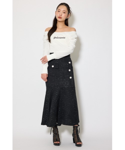 rienda(リエンダ)の「オフショルカットロングTシャツ 春服 夏服(Tシャツ/カットソー・レディース・ブラック/ホワイト/イエロー・FREE)」の4枚目の写真