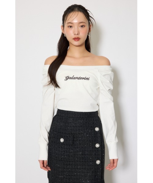 rienda(リエンダ)の「オフショルカットロングTシャツ 春服 夏服(Tシャツ/カットソー・レディース・ブラック/ホワイト/イエロー・FREE)」の6枚目の写真