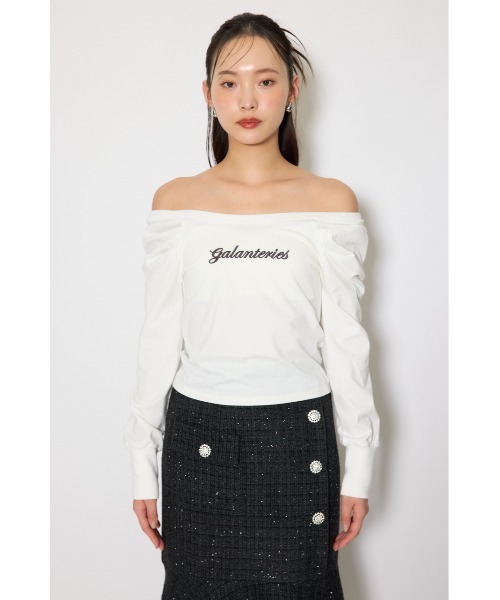 rienda(リエンダ)の「オフショルカットロングTシャツ 春服 夏服(Tシャツ/カットソー・レディース・ブラック/ホワイト/イエロー・FREE)」の7枚目の写真