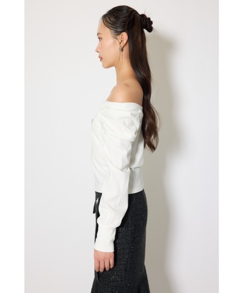 rienda(リエンダ)の「オフショルカットロングTシャツ 春服 夏服(Tシャツ/カットソー・レディース・ブラック/ホワイト/イエロー・FREE)」の8枚目の写真