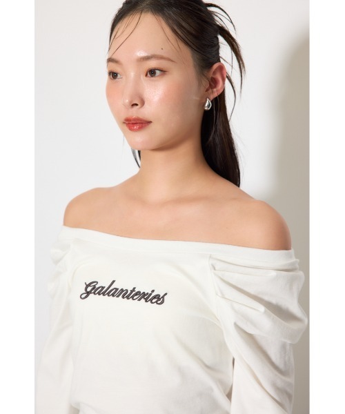 rienda(リエンダ)の「オフショルカットロングTシャツ 春服 夏服(Tシャツ/カットソー・レディース・ブラック/ホワイト/イエロー・FREE)」の10枚目の写真
