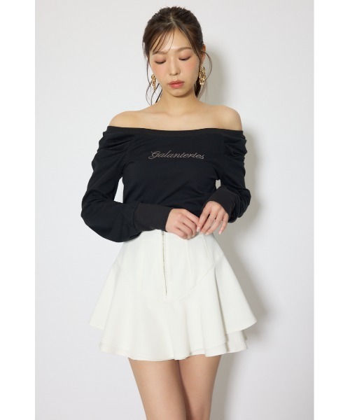 rienda(リエンダ)の「オフショルカットロングTシャツ 春服 夏服(Tシャツ/カットソー・レディース・ブラック/ホワイト/イエロー・FREE)」の14枚目の写真