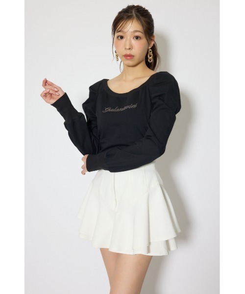 rienda(リエンダ)の「オフショルカットロングTシャツ 春服 夏服(Tシャツ/カットソー・レディース・ブラック/ホワイト/イエロー・FREE)」の15枚目の写真