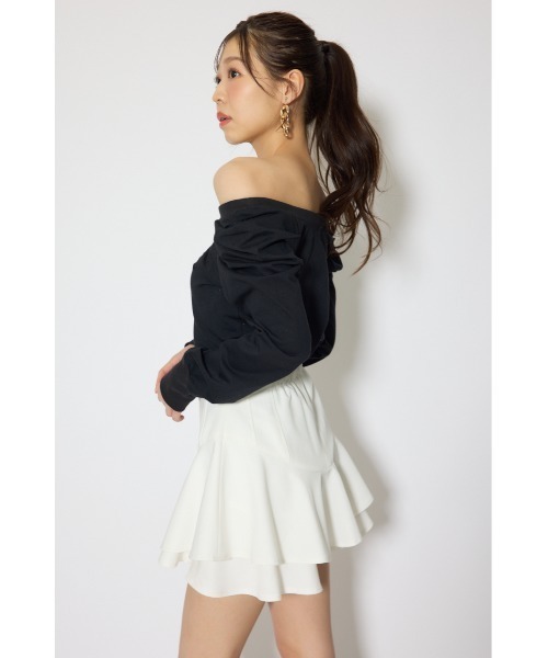 rienda(リエンダ)の「オフショルカットロングTシャツ 春服 夏服(Tシャツ/カットソー・レディース・ブラック/ホワイト/イエロー・FREE)」の16枚目の写真