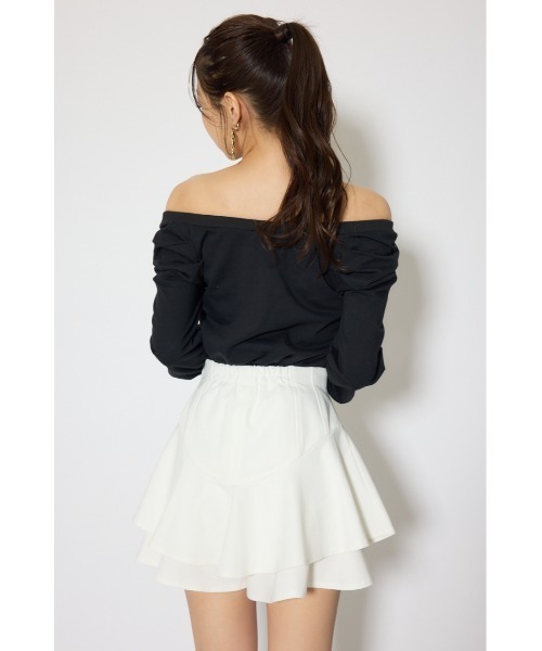 rienda(リエンダ)の「オフショルカットロングTシャツ 春服 夏服(Tシャツ/カットソー・レディース・ブラック/ホワイト/イエロー・FREE)」の17枚目の写真