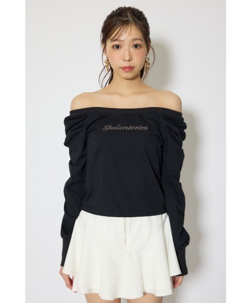 rienda(リエンダ)の「オフショルカットロングTシャツ 春服 夏服(Tシャツ/カットソー・レディース・ブラック/ホワイト/イエロー・FREE)」の18枚目の写真