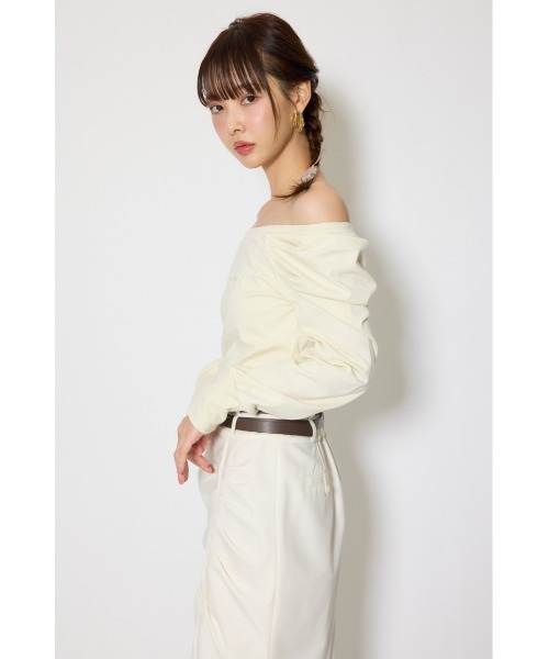 rienda(リエンダ)の「オフショルカットロングTシャツ 春服 夏服(Tシャツ/カットソー・レディース・ブラック/ホワイト/イエロー・FREE)」の22枚目の写真