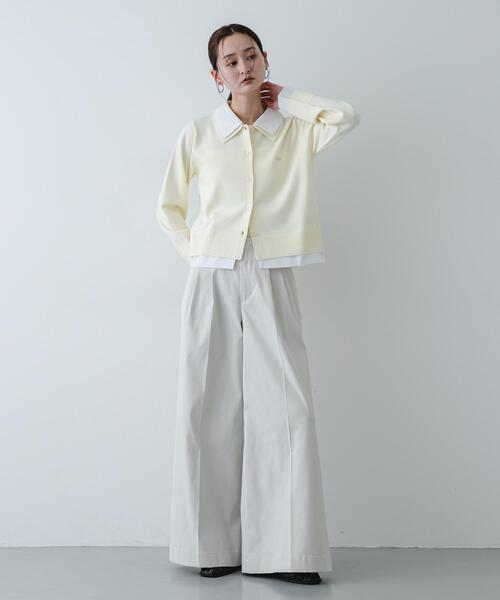 SENSE OF PLACE by URBAN RESEARCH（センスオブプレイスバイアーバンリサーチ）の「『洗濯可』プレートツキシャツドッキングニットカーディガン（カーディガン/ボレロ・レディース・アイボリー/グレー/ネイビー・ONE）」の7枚目の写真