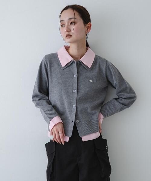 SENSE OF PLACE by URBAN RESEARCH（センスオブプレイスバイアーバンリサーチ）の「『洗濯可』プレートツキシャツドッキングニットカーディガン（カーディガン/ボレロ・レディース・アイボリー/グレー/ネイビー・ONE）」の11枚目の写真