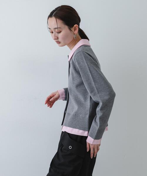 SENSE OF PLACE by URBAN RESEARCH（センスオブプレイスバイアーバンリサーチ）の「『洗濯可』プレートツキシャツドッキングニットカーディガン（カーディガン/ボレロ・レディース・アイボリー/グレー/ネイビー・ONE）」の12枚目の写真