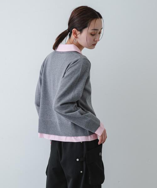 SENSE OF PLACE by URBAN RESEARCH（センスオブプレイスバイアーバンリサーチ）の「『洗濯可』プレートツキシャツドッキングニットカーディガン（カーディガン/ボレロ・レディース・アイボリー/グレー/ネイビー・ONE）」の13枚目の写真