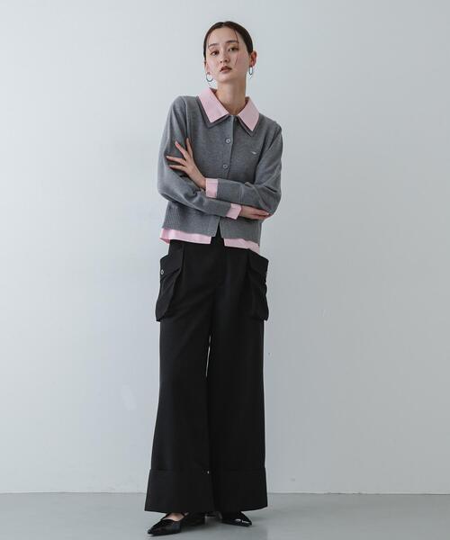 SENSE OF PLACE by URBAN RESEARCH（センスオブプレイスバイアーバンリサーチ）の「『洗濯可』プレートツキシャツドッキングニットカーディガン（カーディガン/ボレロ・レディース・アイボリー/グレー/ネイビー・ONE）」の14枚目の写真