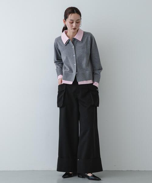 SENSE OF PLACE by URBAN RESEARCH（センスオブプレイスバイアーバンリサーチ）の「『洗濯可』プレートツキシャツドッキングニットカーディガン（カーディガン/ボレロ・レディース・アイボリー/グレー/ネイビー・ONE）」の15枚目の写真