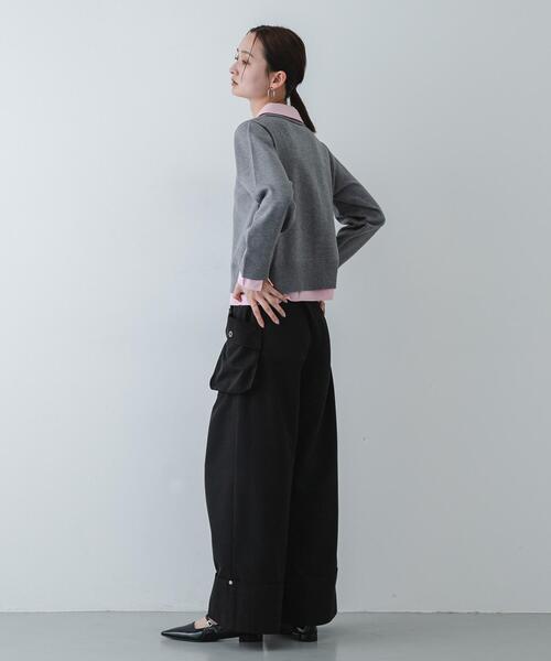 SENSE OF PLACE by URBAN RESEARCH（センスオブプレイスバイアーバンリサーチ）の「『洗濯可』プレートツキシャツドッキングニットカーディガン（カーディガン/ボレロ・レディース・アイボリー/グレー/ネイビー・ONE）」の16枚目の写真