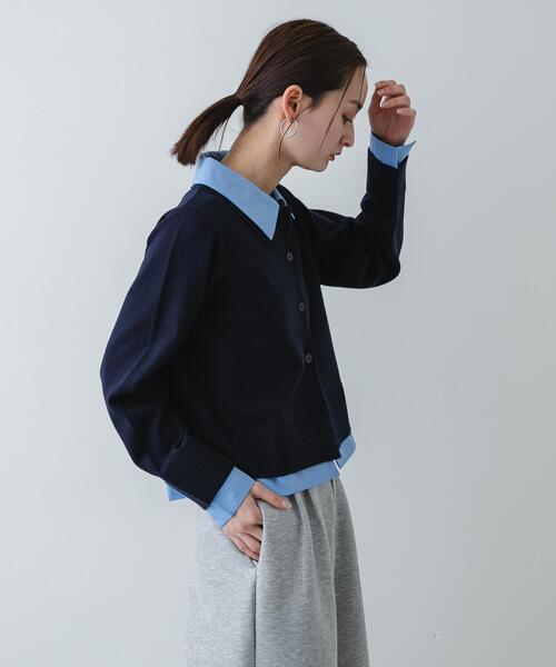 SENSE OF PLACE by URBAN RESEARCH（センスオブプレイスバイアーバンリサーチ）の「『洗濯可』プレートツキシャツドッキングニットカーディガン（カーディガン/ボレロ・レディース・アイボリー/グレー/ネイビー・ONE）」の20枚目の写真