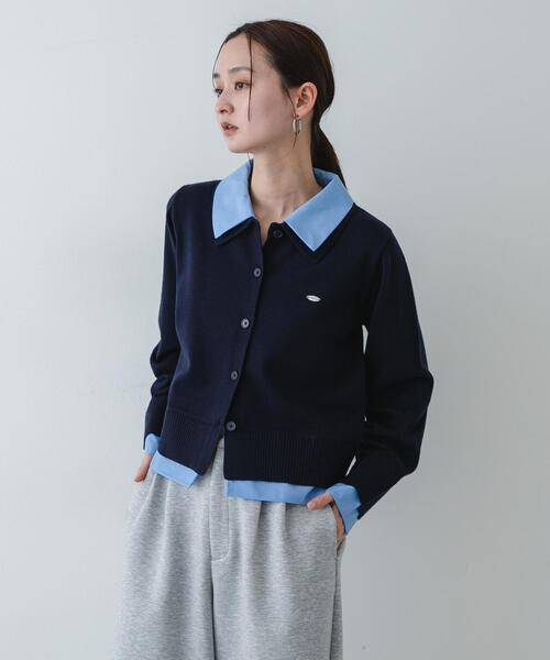 SENSE OF PLACE by URBAN RESEARCH（センスオブプレイスバイアーバンリサーチ）の「『洗濯可』プレートツキシャツドッキングニットカーディガン（カーディガン/ボレロ・レディース・アイボリー/グレー/ネイビー・ONE）」の21枚目の写真