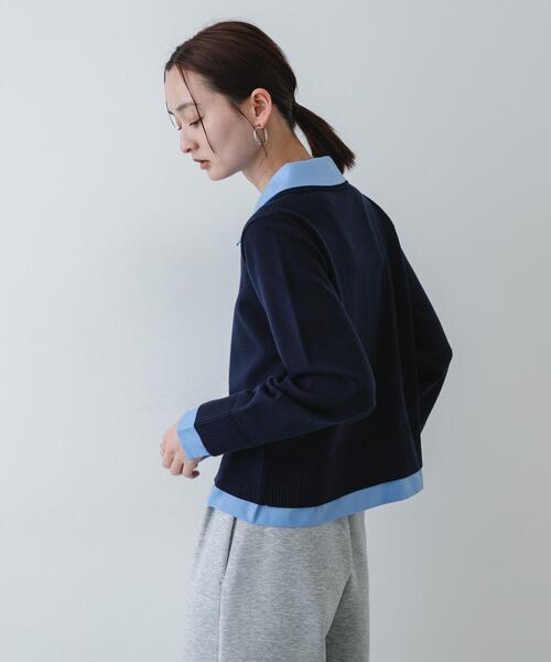 SENSE OF PLACE by URBAN RESEARCH（センスオブプレイスバイアーバンリサーチ）の「『洗濯可』プレートツキシャツドッキングニットカーディガン（カーディガン/ボレロ・レディース・アイボリー/グレー/ネイビー・ONE）」の22枚目の写真