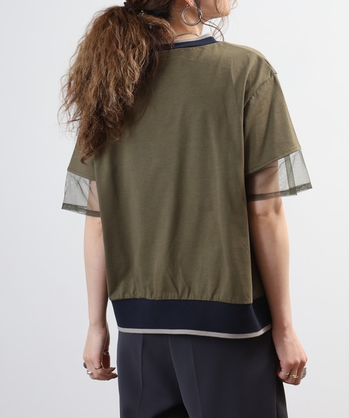 A.N.L(エーエヌエル レーベル)の「A.N.L 配色リブニット シアー切替半袖カットソー(Tシャツ/カットソー・レディース・カーキ/チャコールグレー/ブラック・38)」の21枚目の写真