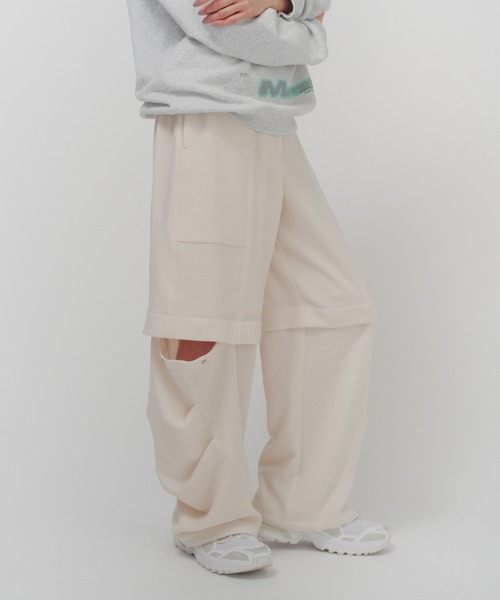 THINGS THAT MATTER(シングス ザット マター)の「VINTAGE GEORGETTE CONVERTIBLE PANTS / ヴィンテージ ジョーゼット コンバーチブル パンツ(その他パンツ・レディース・ブラック/アイボリー/ラベンダー・FREE)」の2枚目の写真