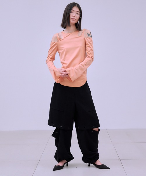 THINGS THAT MATTER(シングス ザット マター)の「VINTAGE GEORGETTE CONVERTIBLE PANTS / ヴィンテージ ジョーゼット コンバーチブル パンツ(その他パンツ・レディース・ブラック/アイボリー/ラベンダー・FREE)」の3枚目の写真