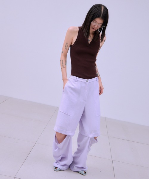 THINGS THAT MATTER(シングス ザット マター)の「VINTAGE GEORGETTE CONVERTIBLE PANTS / ヴィンテージ ジョーゼット コンバーチブル パンツ(その他パンツ・レディース・ブラック/アイボリー/ラベンダー・FREE)」の8枚目の写真