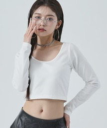 Uネック ベーシック クロップド トップス