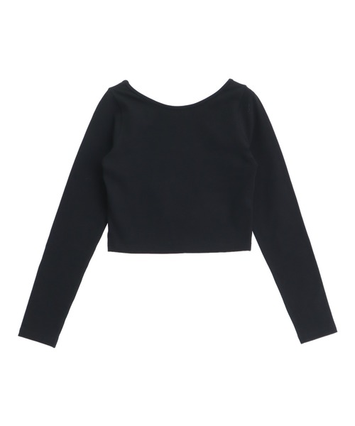 ANAP(アナップ)の「Uネック ベーシック クロップド トップス(Tシャツ/カットソー・レディース・ブラック/ホワイト×ブラック/ホワイト・F)」の11枚目の写真