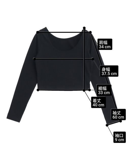 ANAP(アナップ)の「Uネック ベーシック クロップド トップス(Tシャツ/カットソー・レディース・ブラック/ホワイト×ブラック/ホワイト・F)」の7枚目の写真