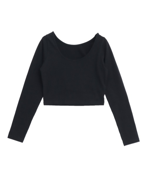ANAP(アナップ)の「Uネック ベーシック クロップド トップス(Tシャツ/カットソー・レディース・ブラック/ホワイト×ブラック/ホワイト・F)」の6枚目の写真