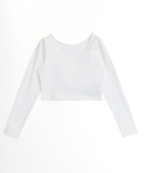 ANAP(アナップ)の「Uネック ベーシック クロップド トップス(Tシャツ/カットソー・レディース・ブラック/ホワイト×ブラック/ホワイト・F)」の4枚目の写真
