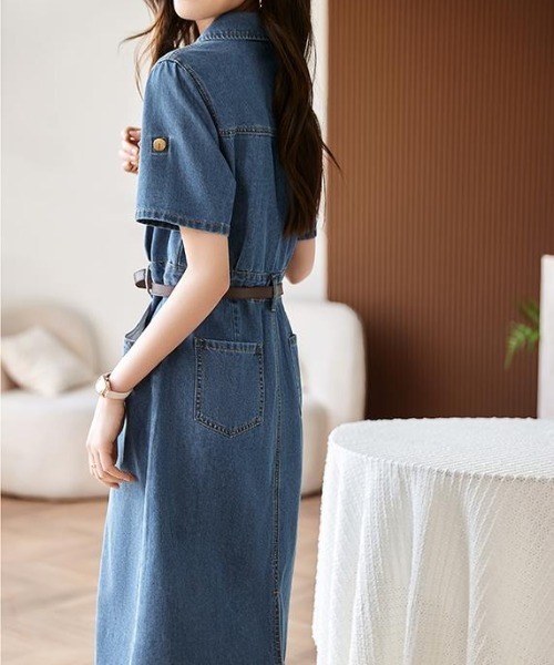 semplice（センプリチェ）の「デニムワンピ【韓国ファッション】（ワンピース・レディース・ブルー・XL/L/M/S）」の4枚目の写真