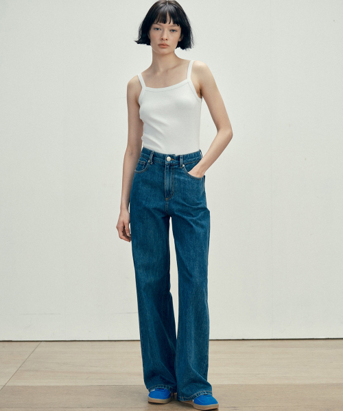 MALOUPE(マロップ)の「9164 軽量ワイドデニムパンツ(ミディアムインディゴ)(デニムパンツ・レディース・その他・26/28/30)」の1枚目の写真