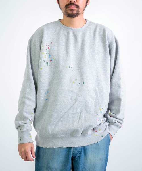 DOMINGO SELECT（ドミンゴセレクト）の「[MOOJI MOOJI] CLASSIC CREW SPLATTER PAINT / クラシッククルースプラッターペイント（スウェット・メンズ・グレー系その他・X-LARGE）」の6枚目の写真