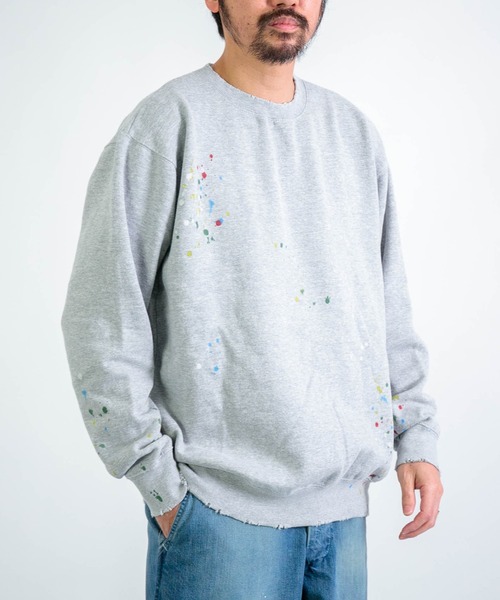DOMINGO SELECT（ドミンゴセレクト）の「[MOOJI MOOJI] CLASSIC CREW SPLATTER PAINT / クラシッククルースプラッターペイント（スウェット・メンズ・グレー系その他・X-LARGE）」の7枚目の写真