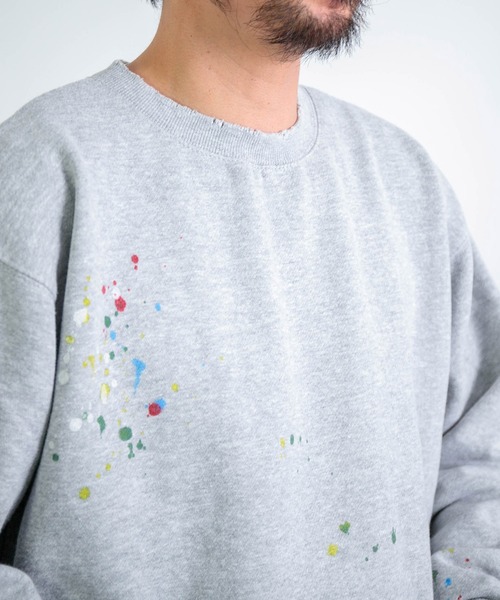 DOMINGO SELECT（ドミンゴセレクト）の「[MOOJI MOOJI] CLASSIC CREW SPLATTER PAINT / クラシッククルースプラッターペイント（スウェット・メンズ・グレー系その他・X-LARGE）」の13枚目の写真