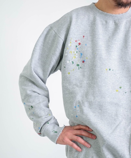 DOMINGO SELECT（ドミンゴセレクト）の「[MOOJI MOOJI] CLASSIC CREW SPLATTER PAINT / クラシッククルースプラッターペイント（スウェット・メンズ・グレー系その他・X-LARGE）」の14枚目の写真
