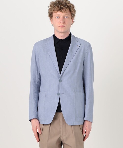 TOMORROWLAND (トゥモローランド)の「【別注】TAGLIATORE G-LIGHT コットンリネン シングルブレステッド 2Bジャケット(テーラードジャケット・メンズ・ライトブルー・46/48/50)」の4枚目の写真