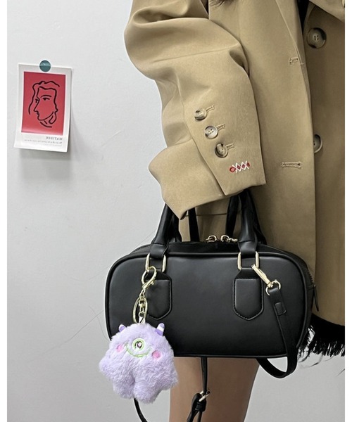 CHEER（チアー）の「ミニスクエアレトロショルダーバッグ（ハンドバッグ・レディース・ブラック/ブラウン・フリー）」の5枚目の写真