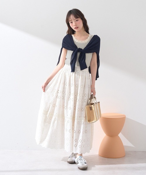 earth music&ecology(アースミュージックアンドエコロジー)の「【WEB限定】接触冷感シアークルーニットカーディガン(カーディガン/ボレロ・レディース・杢グレー/レッド/ネイビー/ブラック/アイボリー/ブルー・FREE)」の12枚目の写真