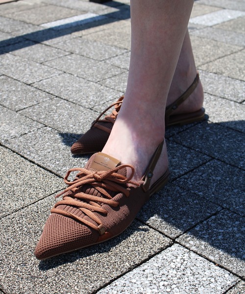 Scrap Book(スクラップブック)の「【MAISON MAVERICK PRESENTS】Lace-Up Slingback Flats Mule(パンプス・レディース・グリーン/ブラウン/グレー/シルバー・M)」の3枚目の写真
