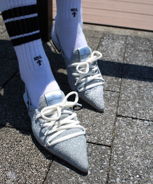 Scrap Book(スクラップブック)の「【MAISON MAVERICK PRESENTS】Lace-Up Slingback Flats Mule(パンプス・レディース・グリーン/ブラウン/グレー/シルバー・M)」の4枚目の写真