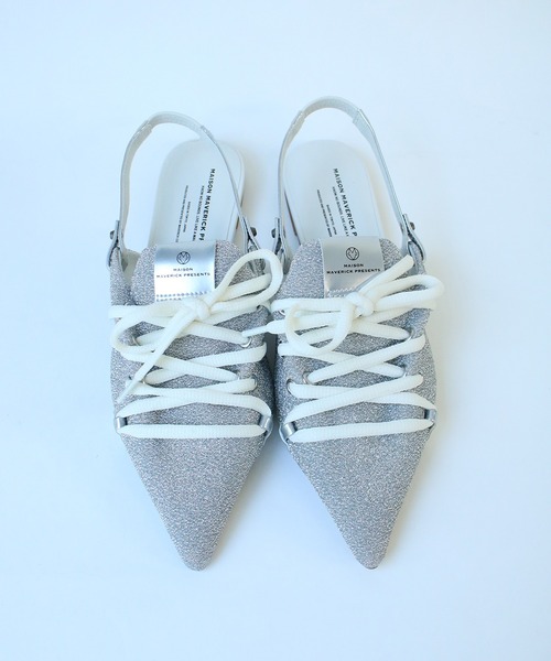 Scrap Book(スクラップブック)の「【MAISON MAVERICK PRESENTS】Lace-Up Slingback Flats Mule(パンプス・レディース・グリーン/ブラウン/グレー/シルバー・M)」の14枚目の写真
