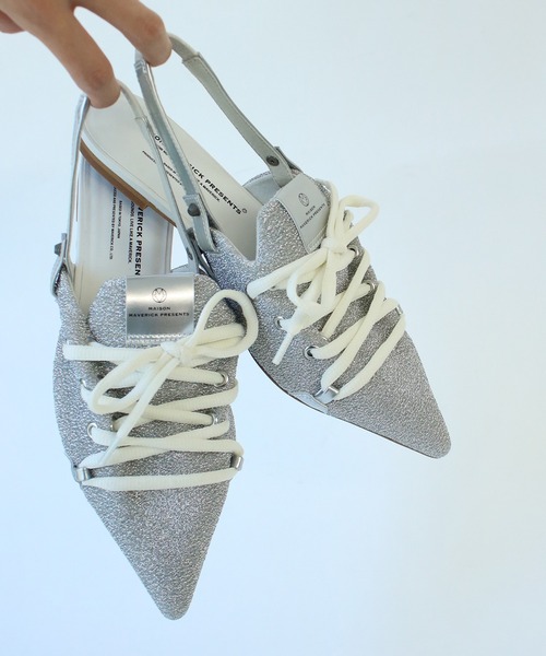 Scrap Book(スクラップブック)の「【MAISON MAVERICK PRESENTS】Lace-Up Slingback Flats Mule(パンプス・レディース・グリーン/ブラウン/グレー/シルバー・M)」の16枚目の写真