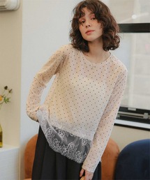 ヘムレースシアーベロアロングスリーブTシャツ
