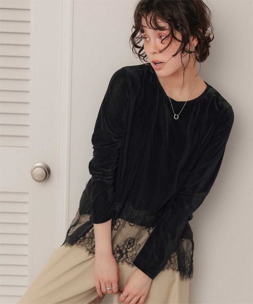 titivate(ティティベイト)の「ヘムレースシアーベロアロングスリーブTシャツ(Tシャツ/カットソー・レディース・ホワイト系その他/アイボリー/ブラウン/ブラック・S/M/L)」の10枚目の写真