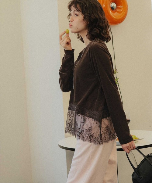 titivate(ティティベイト)の「ヘムレースシアーベロアロングスリーブTシャツ(Tシャツ/カットソー・レディース・ホワイト系その他/アイボリー/ブラウン/ブラック・S/M/L)」の15枚目の写真