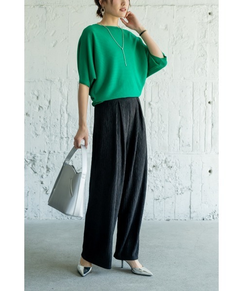 M.deux（エムドゥ）の「リラックス楊柳カットワイドパンツ（その他パンツ・レディース・ブラック/サックスブルー/モカ・MEDIUM）」の12枚目の写真