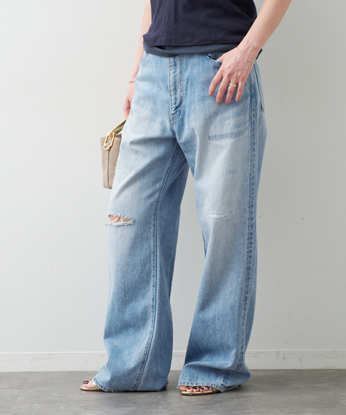 Johnbull（ジョンブル）の「【JOHNBULL/ジョンブル】WIDE PANTS（デニムパンツ・レディース・ブルー・38/36/34）」の2枚目の写真
